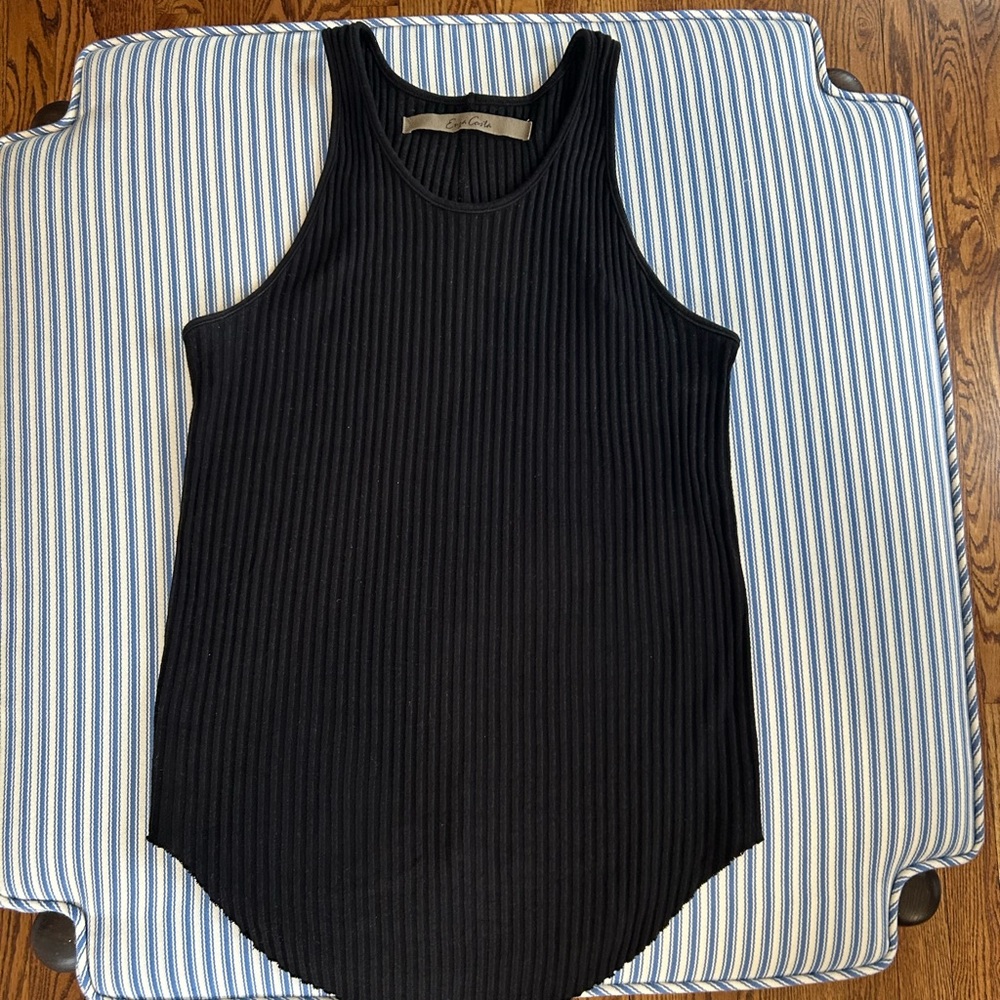 Enza Costa Black Ribbed Tank Top